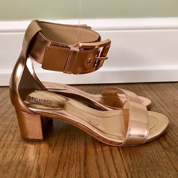 michael kors gold block heel